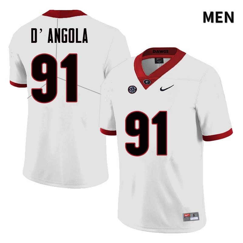 Georgia Bulldogs Men's Michael D'Angola #91 White Stitched College UGA Football Jersey 23SK018QV